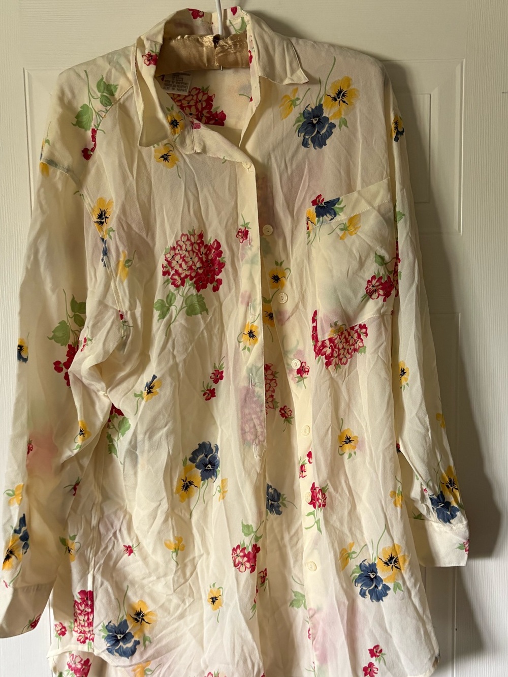 Jones New York Cream Floral Button-Front Blouse